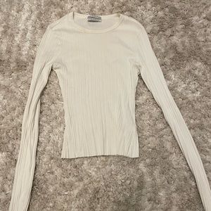 White ribbed urban outfitters right fitted long sleeve top